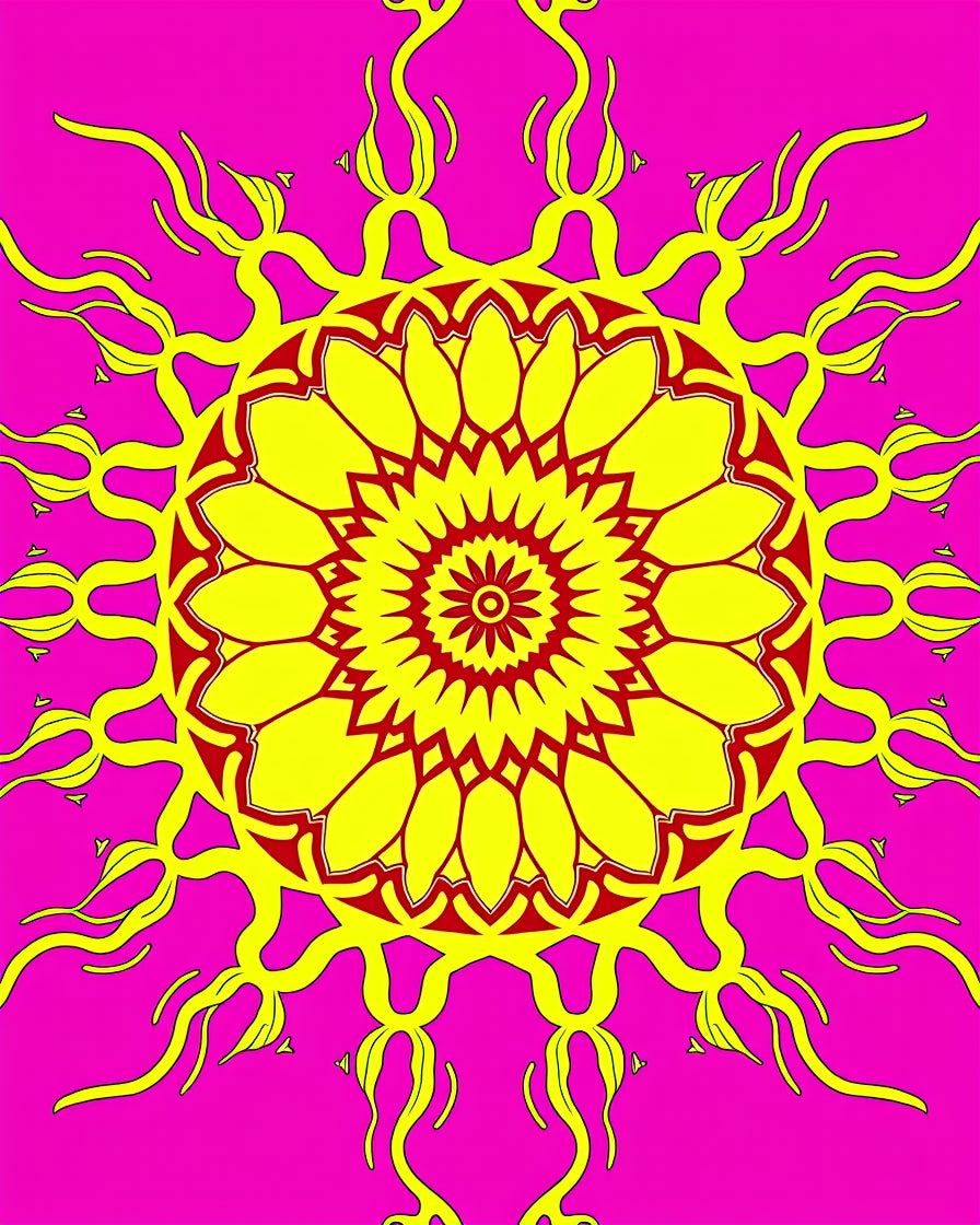 Vibrant Sunburst Mandala Rug