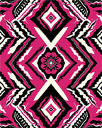 Bold Pink Black White Geometric Pattern Rug