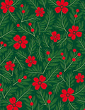 Red Floral Green Leaf Arrangement Rug