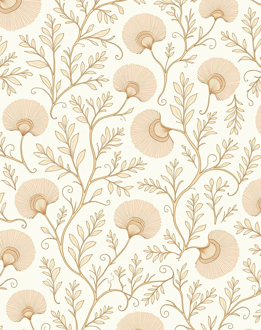 Vintage Botanical Branch Leaf Pattern Rug
