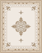 Ornate Floral Cream and Gold Pattern Rug