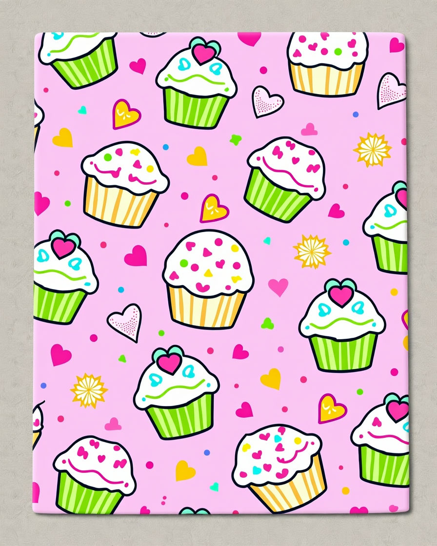 Sweet Cupcake Heart Pattern Design Rug