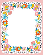 Vibrant Floral Border Pattern Rug