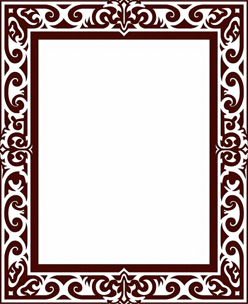 Intricate Brown Tonal Filigree Border Design Rug