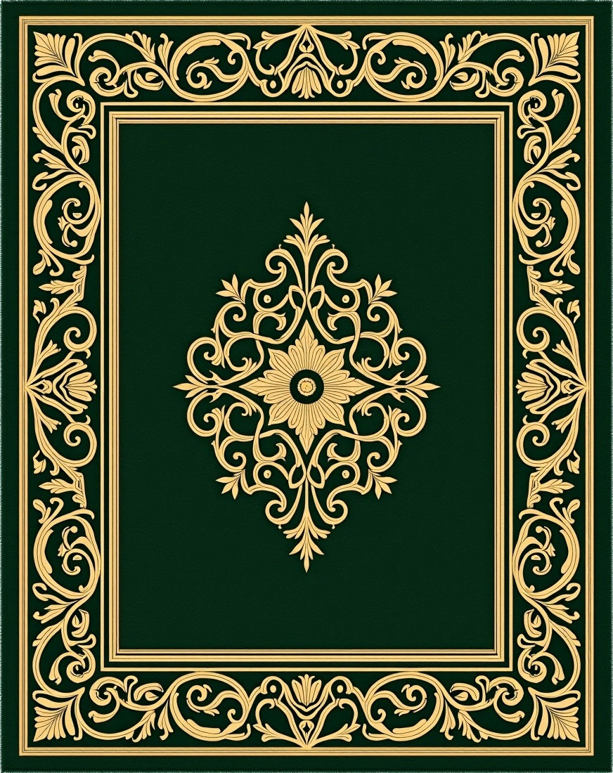Ornate Floral Medallion Square Frame Design Rug