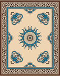 Intricate Floral Motif Traditional Geometric Design Rug