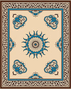 Intricate Floral Motif Traditional Geometric Design Rug