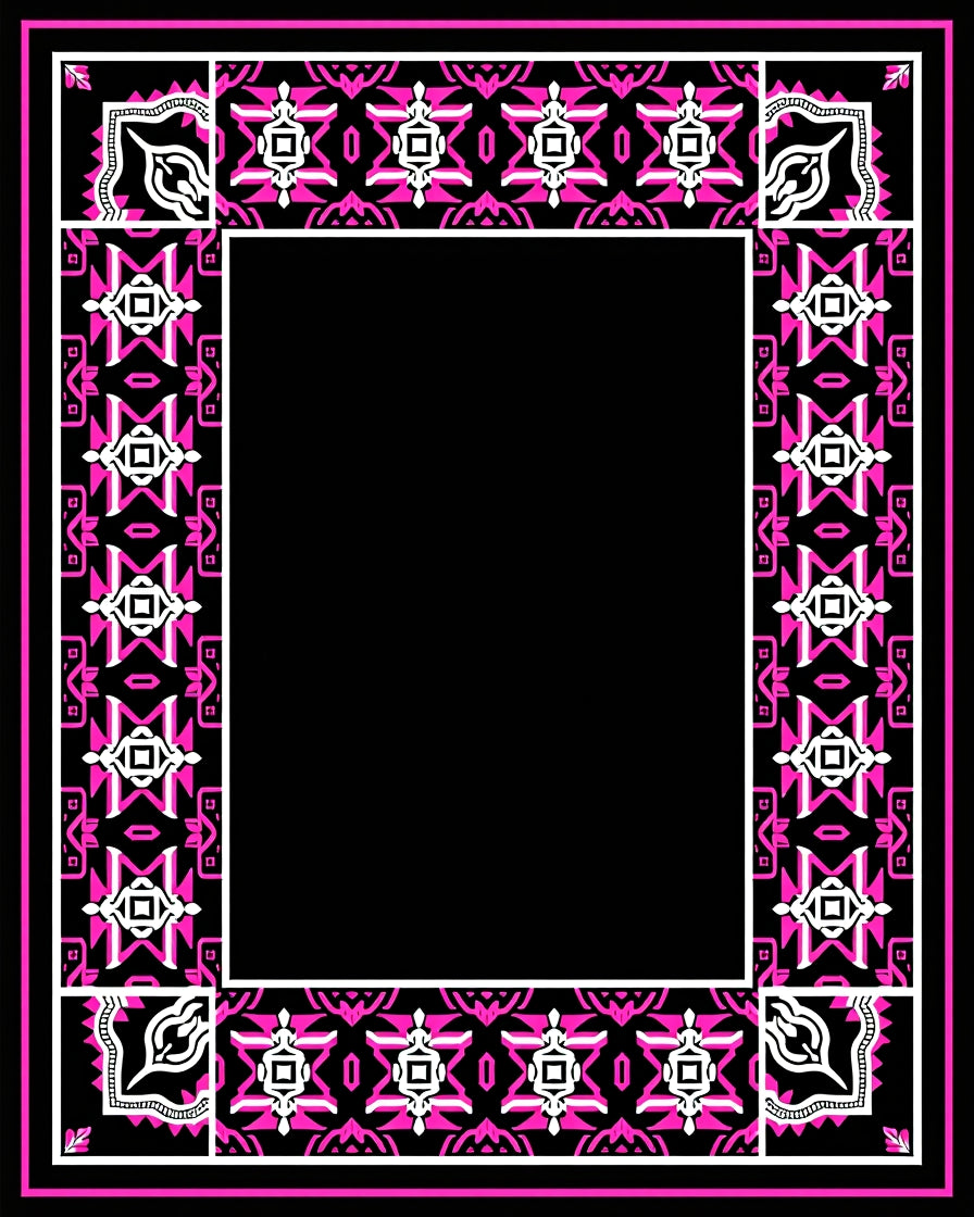 Bold Geometric Pink and White Frame Rug
