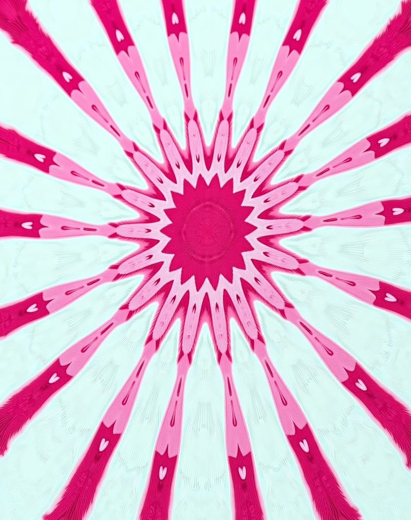 Radiant Pink Geometric Mandala Design Rug