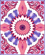 Vibrant Pink Purple Floral Mandala Design Rug