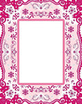 Pink Floral Intricate Border Rug