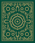 Emerald Green Gold Filigree Medallion Rug