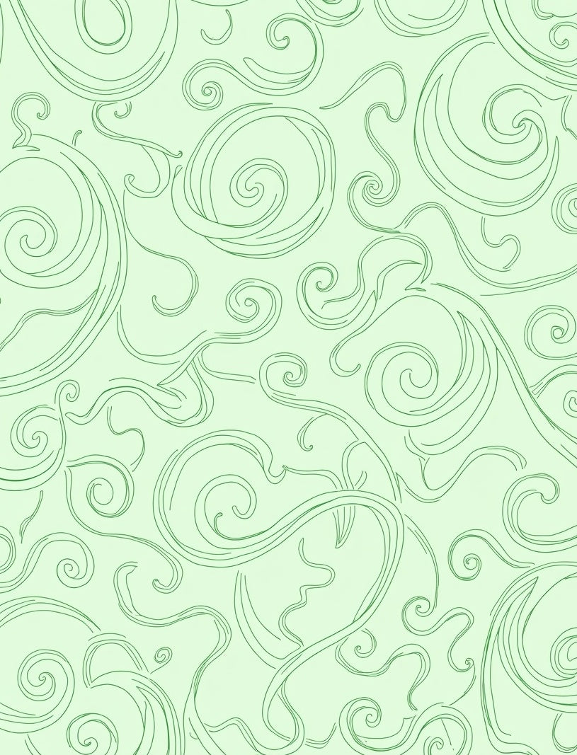 Light Green Swirling Vine Pattern Rug