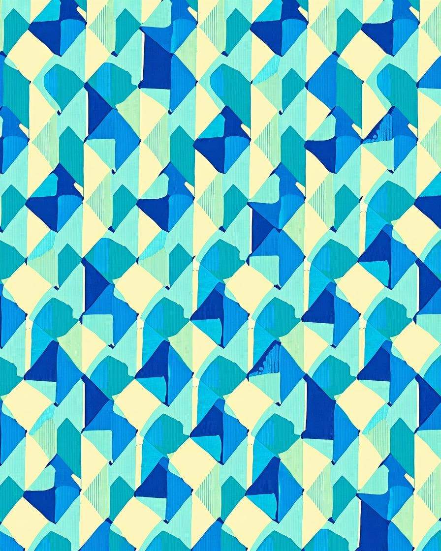 Geometric Abstract Aqua Blue Pattern Rug