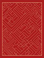 Red Gold Abstract Geometric Labyrinth Rug