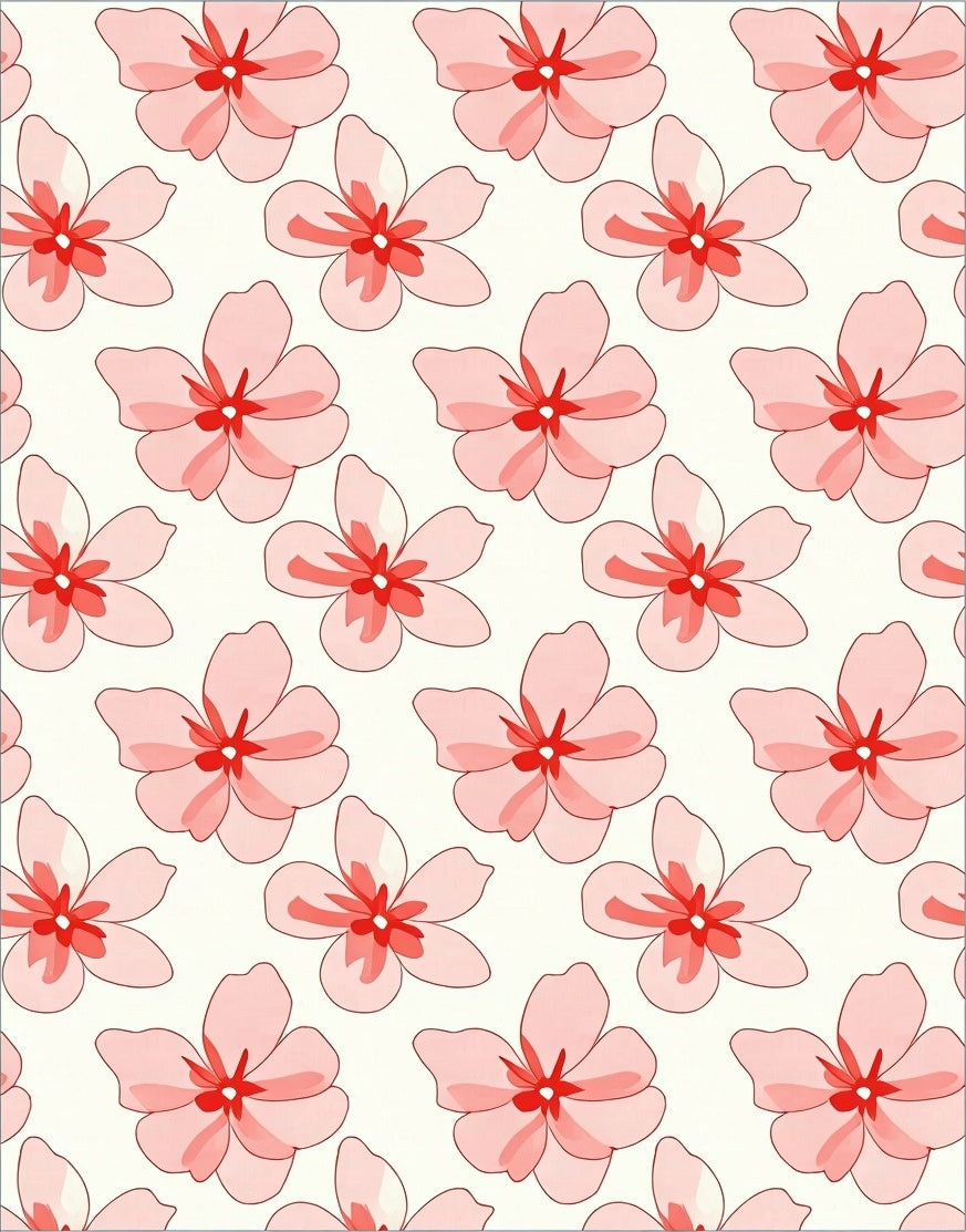 Delicate Pink Floral Pattern Rug