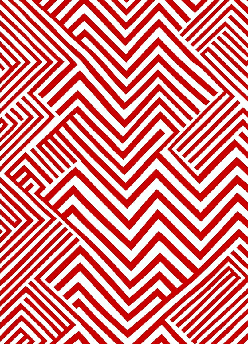 Red And White Geometric Abstract Rug