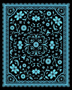 Sky Blue Floral and Vine Design Rug