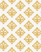 Ornate Golden Damask Pattern Rug