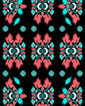 Bold Coral Teal Floral Motif Design Rug