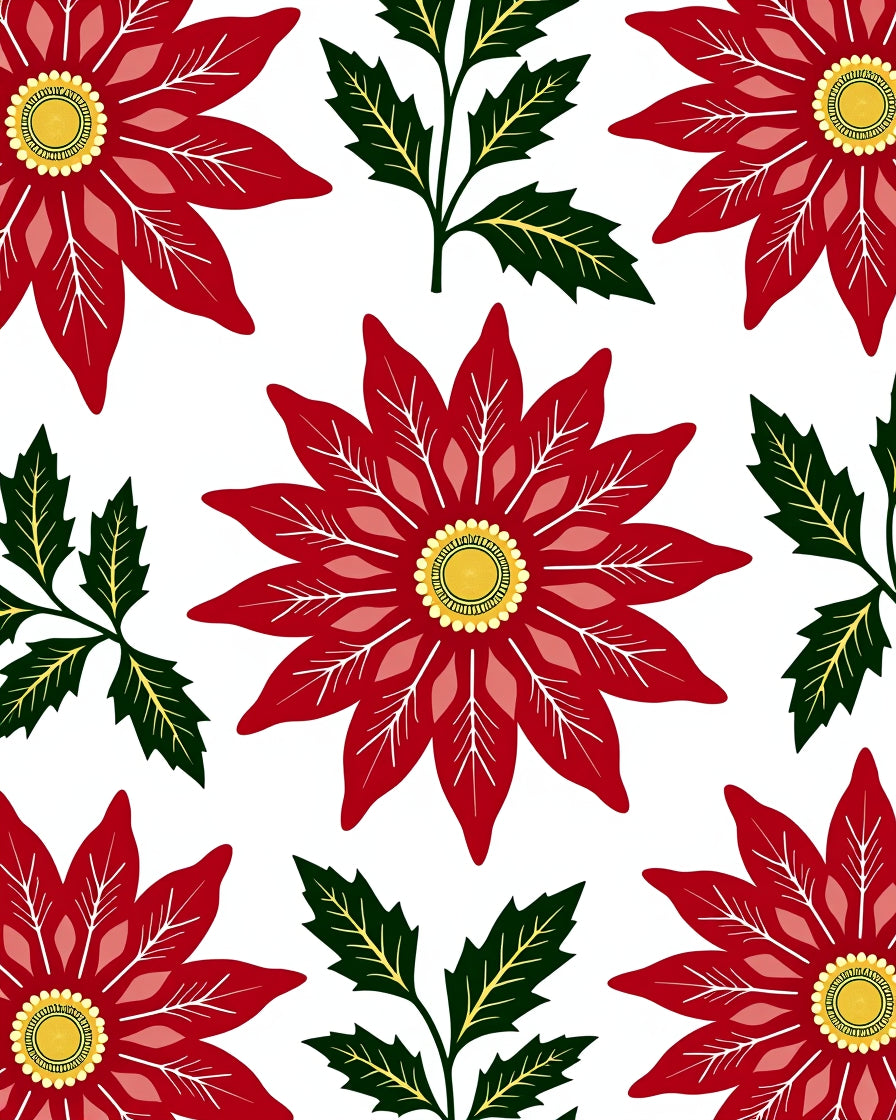 Radiant Red Poinsettia Leaf Collection Rug