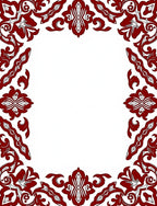 Rich Red Ornate Floral Border Rug