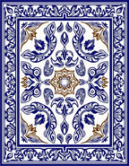 Intricate Blue Brown Floral Medallion Design Rug