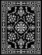 Black White Floral Border Design Rug