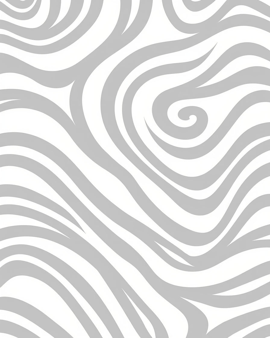 Gray Swirl Wave Curl Rug