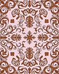 Ornate Brown Floral Swirl Accent Rug
