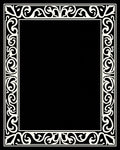 Ornate Scrollwork Black Cream Border Rug