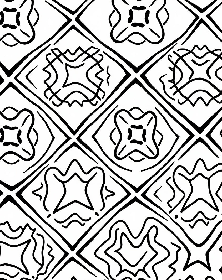 Abstract Black White Geometric Diamonds Rug