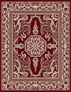 Ornate Red Cream Floral Pattern Rug