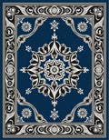 Ornate Floral Leaf Scrollwork Rug