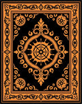 Bold Orange Floral Scroll Pattern Rug