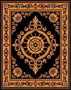 Bold Orange Floral Scroll Pattern Rug