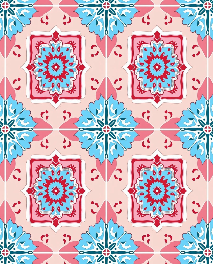 Vintage Floral Medallion Pink Rug
