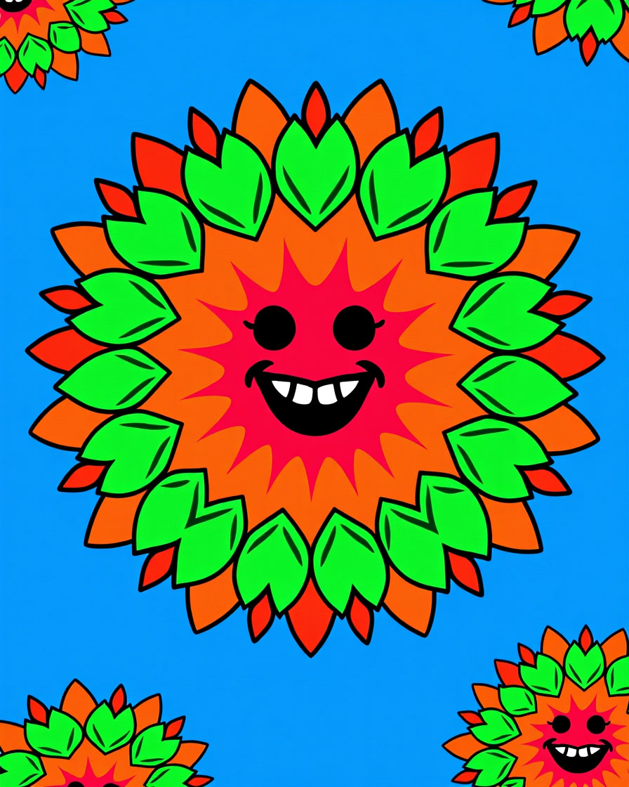 Happy Sun Flower Pattern Design Rug