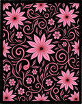 Pink Floral Swirl Pattern Art Rug