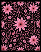Pink Floral Swirl Pattern Art Rug