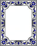 Elegant Blue Black Floral Border Rug