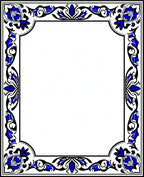 Elegant Blue Black Floral Border Rug
