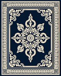Intricate Floral Medallion Navy Rug