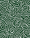 Dark Green White Tribal Swirl Abstract Rug