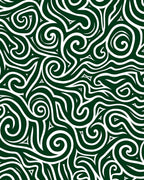Dark Green White Tribal Swirl Abstract Rug