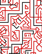 Red Black Linear Geometric Design Rug