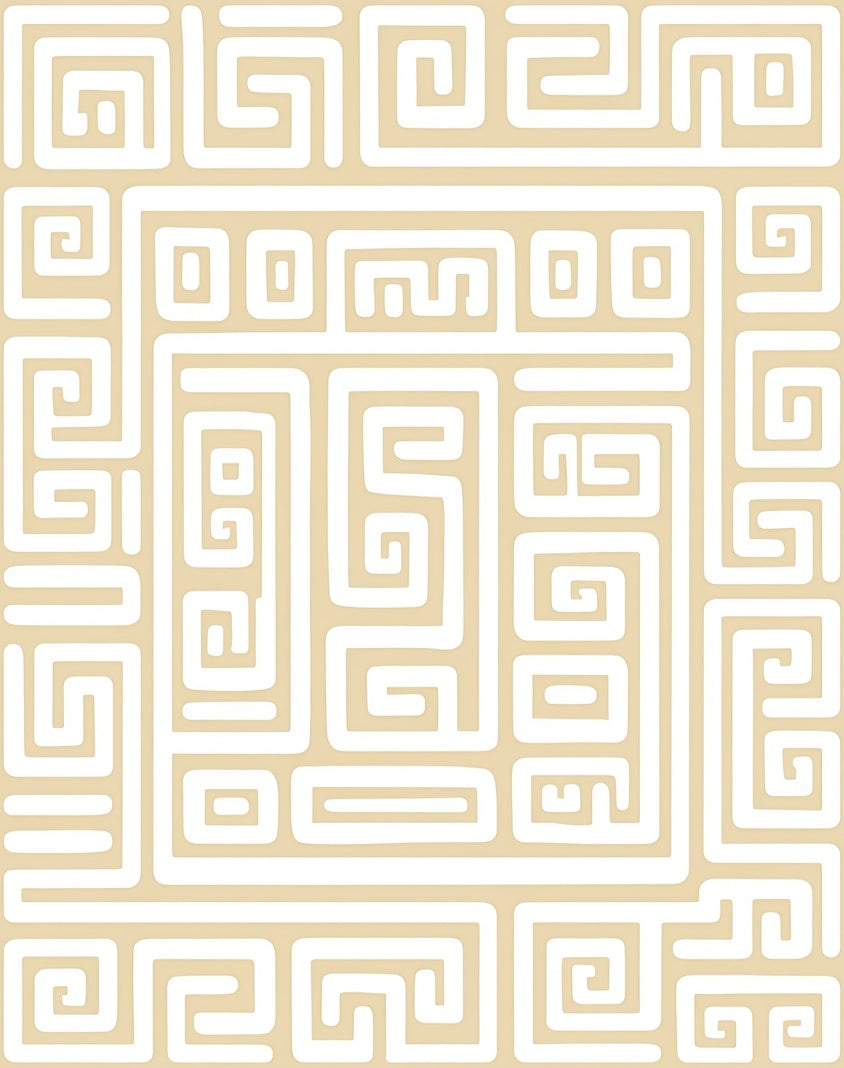 Minimalist Beige Geometric Maze Rug