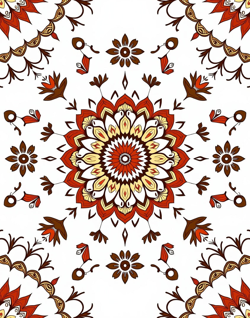 Traditional Mandala Floral Pattern Rug