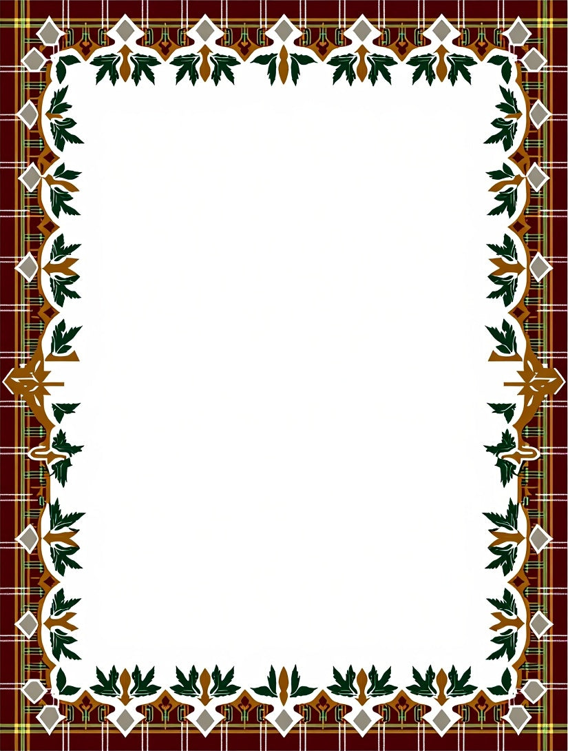 Deep Red Plaid Laurel Frame Rug