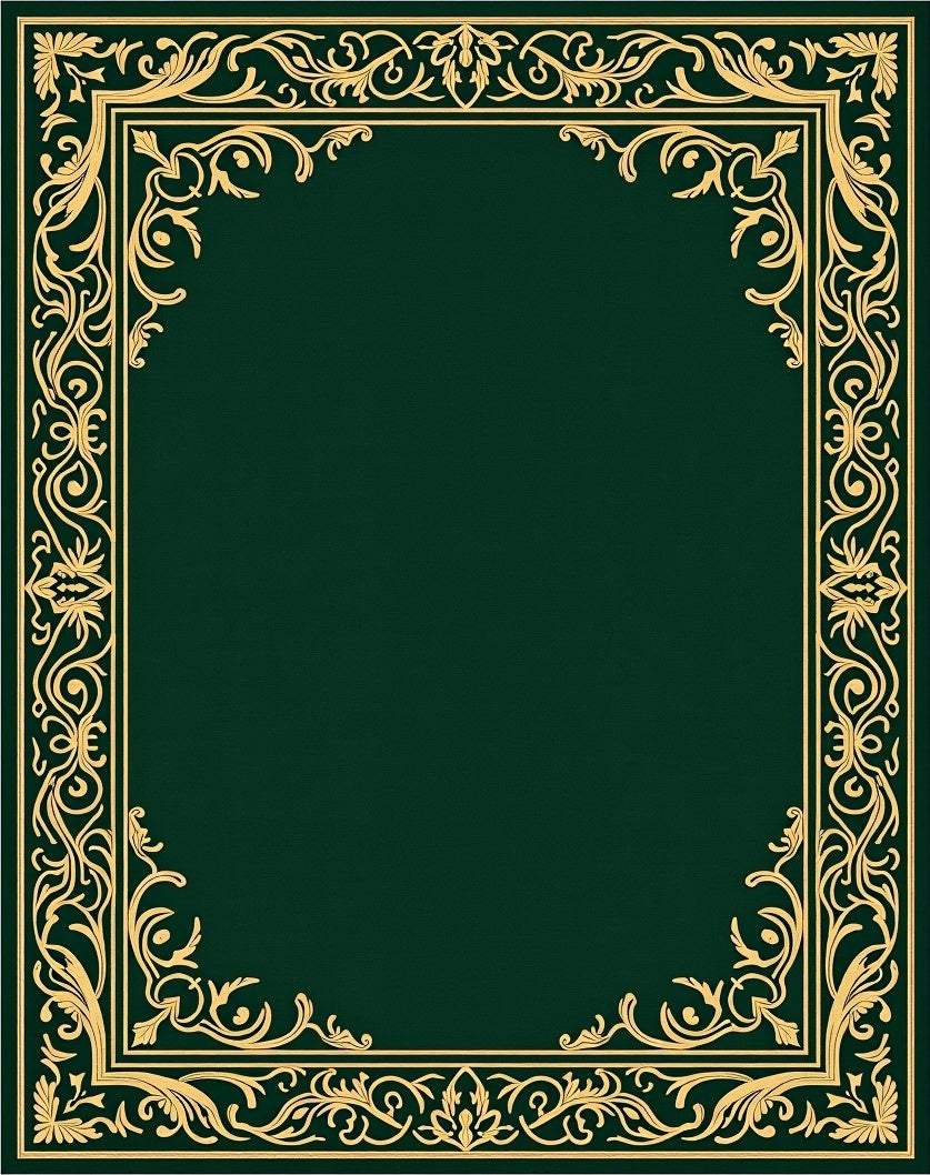 Ornate Gold Baroque Border Design Rug